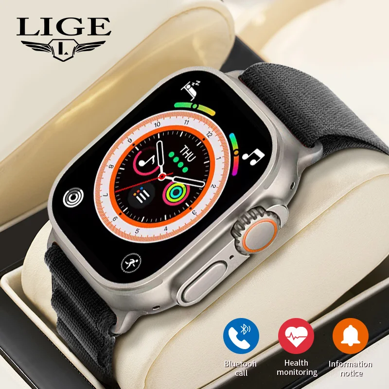 

LIGE NFC Smart Watch Heart Rate Blood Pressure Blood Oxygen Health Monitoring Watches IP68 Waterproof Bluetooth Smartwatch Men