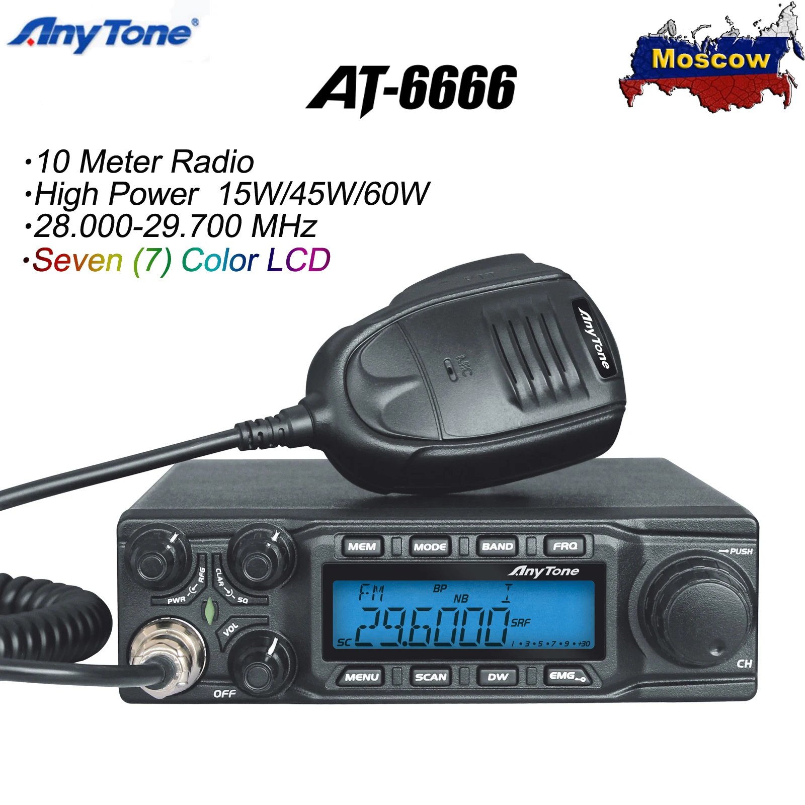 Cena Walkie Talkie 10 Metrów Radio AnyTone W-6666 Z Sztab I Prętów Ze Stali Nierdzewnej (PEP)/FM/AM/PA Tryb Wysoką Mocą Wyjściową 15W AM 45W FM 60W Sztab I Prętów Ze Stali Nierdzewnej (PEP)