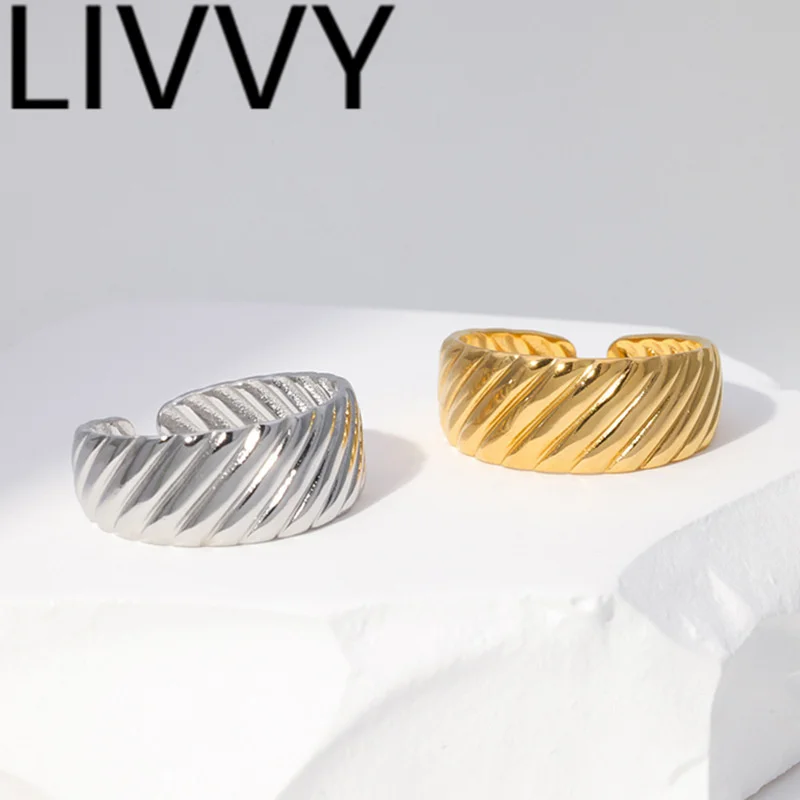 

LIVVY Silver Color Creative Personality Irregular Rings For Man Woman Trendy Geometric Simple Fashion Party Gifts