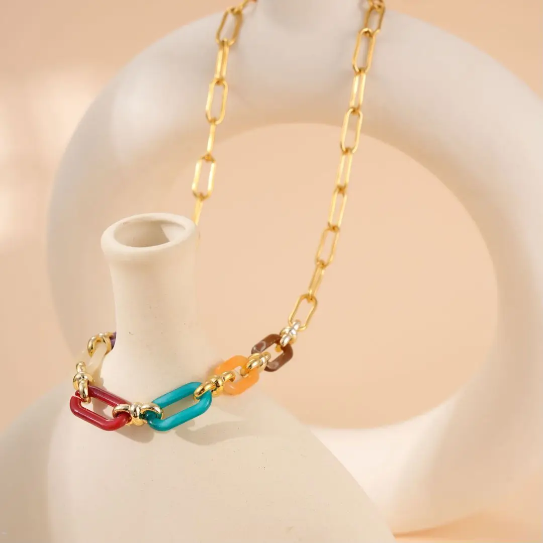 

Fashion Colorful Acrylic Thick Women's Necklace Bohemian Choker Collar Necklace Jewelry Gift for Friend Accessories