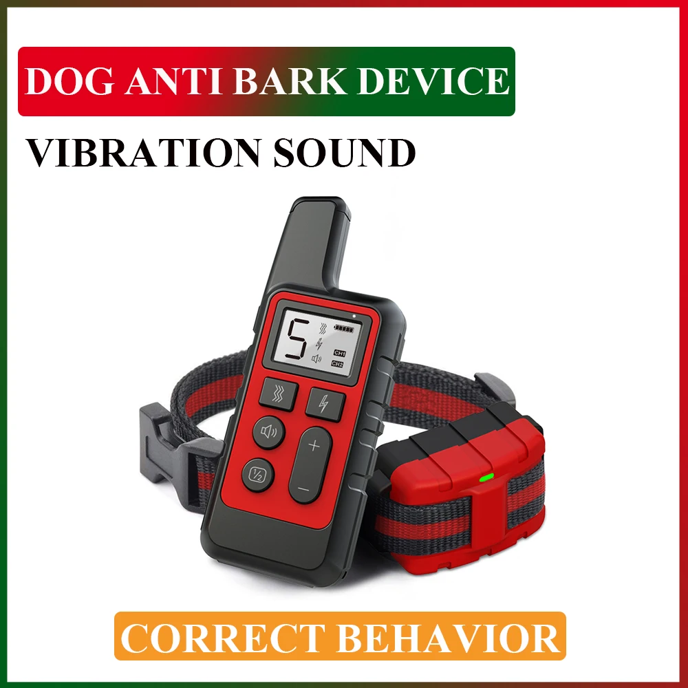 

Электрическое устройство против лая для собак, дистанционное управление, перезаряжаемый звук, вибрация, уличный ошейник для дрессировки питомцев, подходит для собак