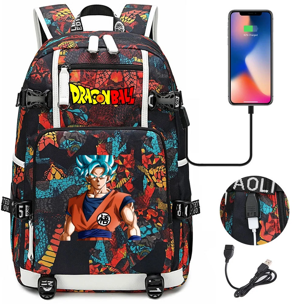 Фото Рюкзак в стиле аниме DRAGON BALL, камуфляжный, с USB-портом, для ноутбука, школьный, для путешествий, для активного отдыха, для походов, повседневный, Mochias №1