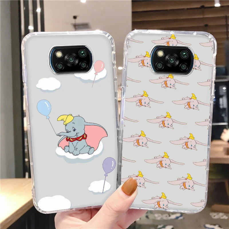 

Disney Dumbo Cute Cool Phone Case For Xiaomi Mi Poco X4 X3 NFC X2 F4 F3 GT M5 M5s M4 M3 Pro C40 C3 5G Transparent Cover