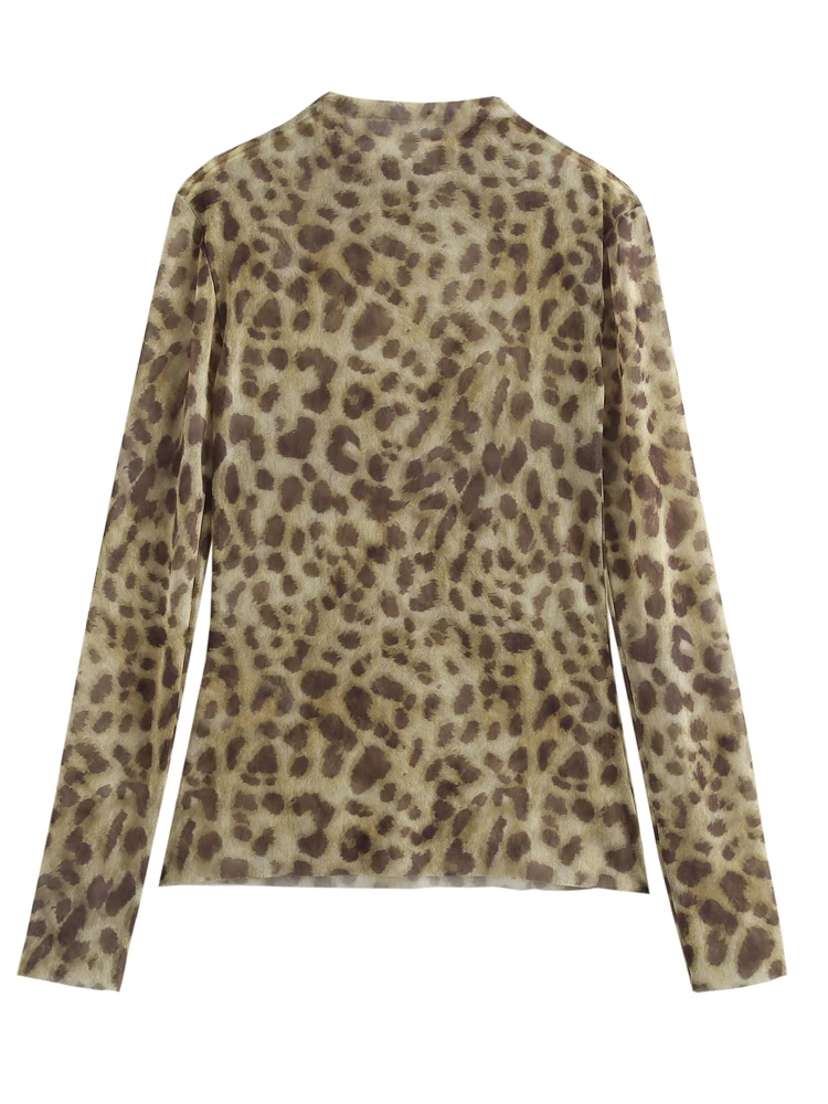 KAOPU ZA женский тюлевой полупрозрачный топ с животным принтом винтажный пуловер