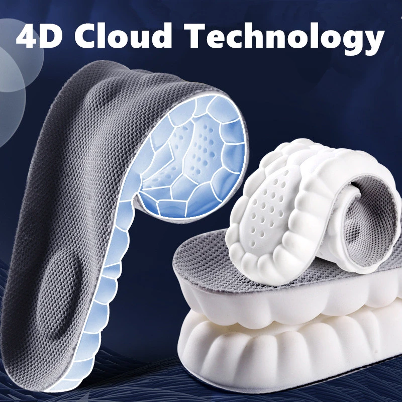 

4D Sports Shoes Insoles Super Soft Running Insole for Feet Shock Absorption Baskets Shoe Sole Arch Support Orthopedic Inserts