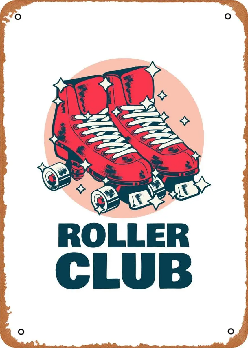 Плакат Sports Roller Sktes 8x12 nch Ретро Vntge Metl Sgn Home Mn Cve rt