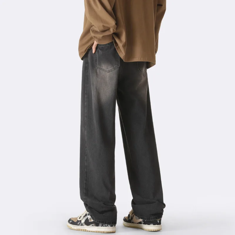 Blue Black Baggy Jeans Men Fashion Retro Straight Jeans Men Japanese Streetwear Hip-hop Loose Denim Pants Mens Trousers M-2XL