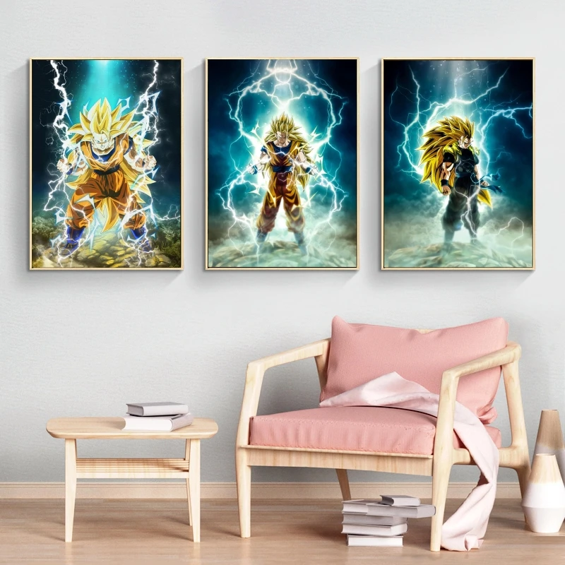

Print On Canvas Dragon Ball Goku Kid Action Figures Living Room Friends Gifts Modular Prints Wall Art Home Hanging