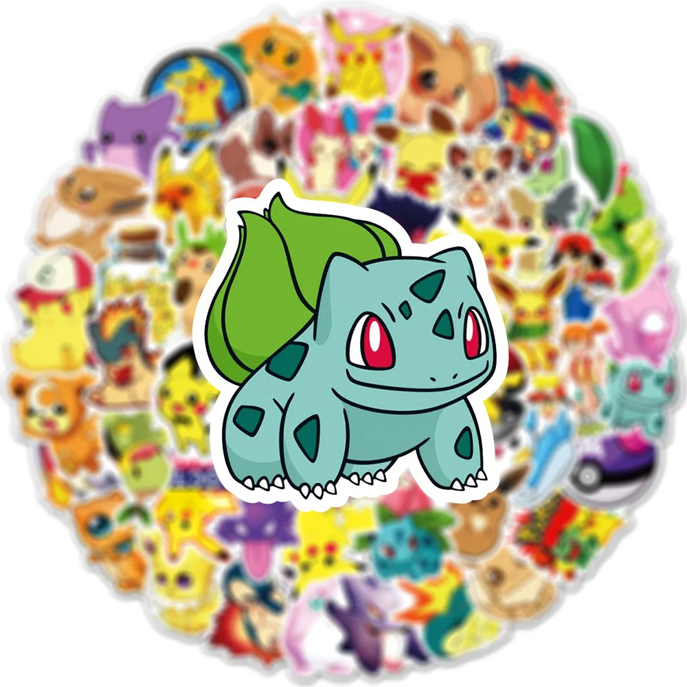 

100pcs Pokemon Stickers Kawaii Pikachu Decals DIY Skateboard Bicycle Guitar Laptop Kids Waterproof Cartoon Sticker Pack