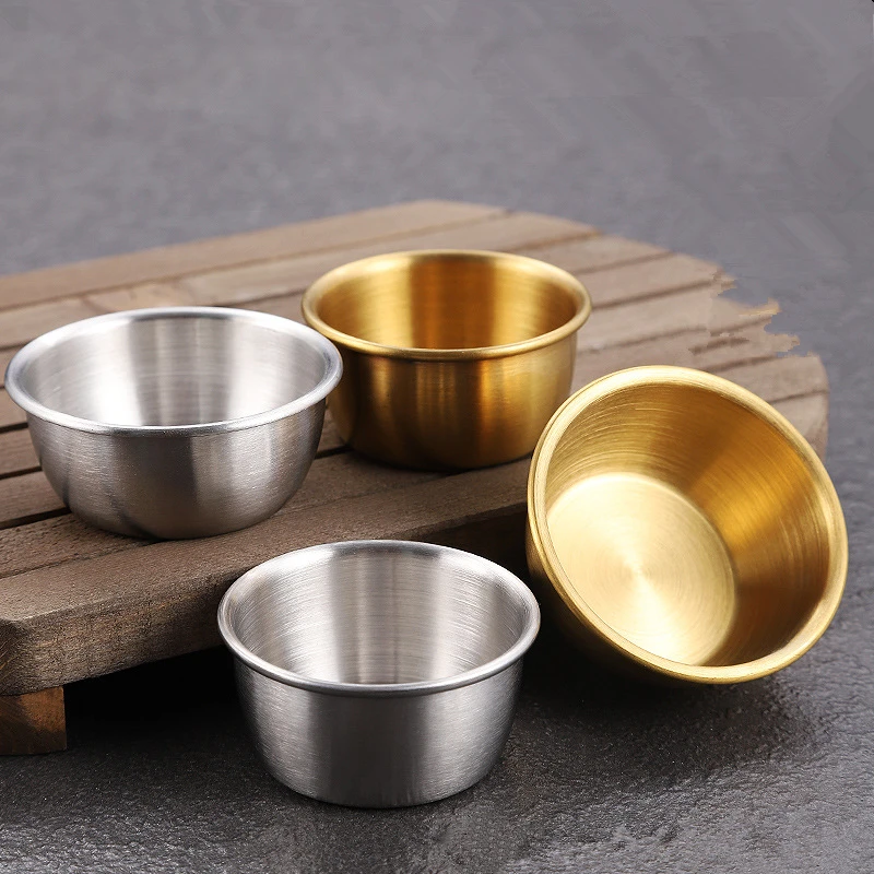 

304 Stainless Steel Sauce Dish Oil Dipping Bowl Snack Salad Plates BBQ Spices Container Seasonings Saucer Kichen Accessories