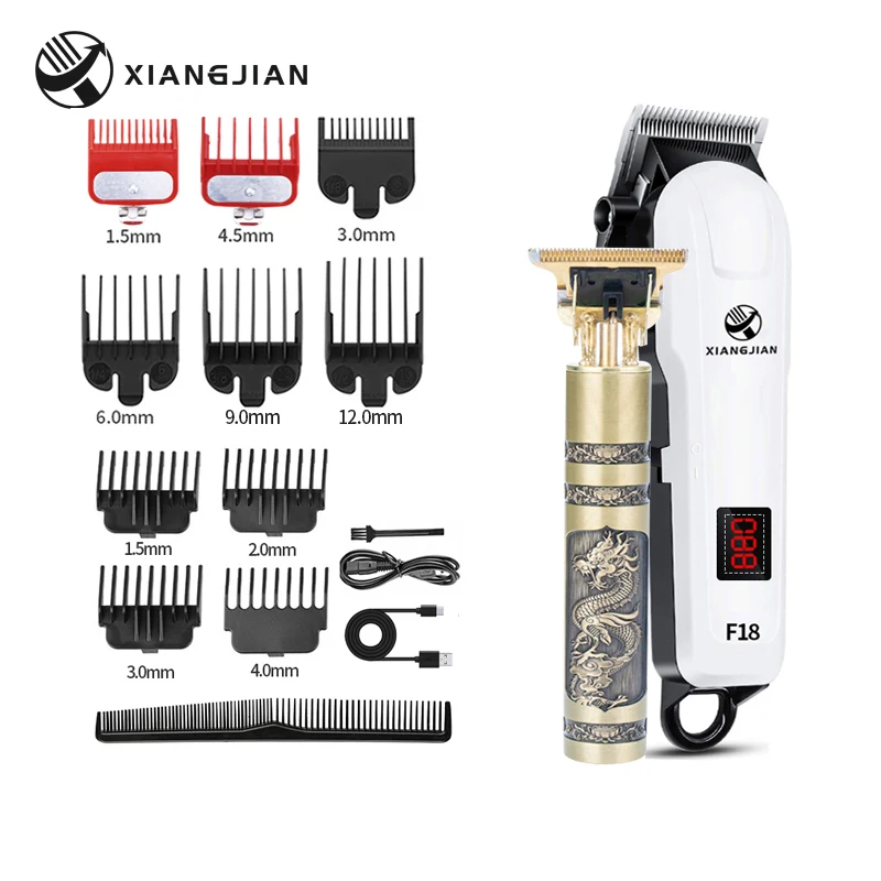 

XIANGJIAN Men's Professional Electric Hair Trimmer LCD Razor Trimmer Barber Beard Charging Hair Clipper Set