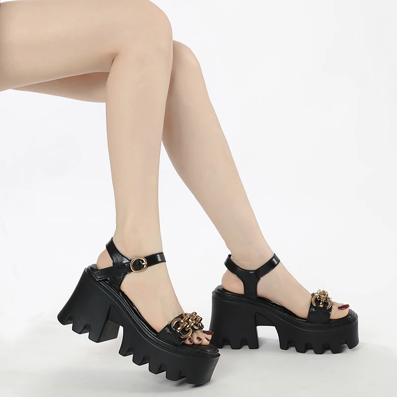 AIYUQI Sandals Women High Heels 2023 New Summer Fashion Women Roman Sandals Chain Fashion Platform Women Sandals