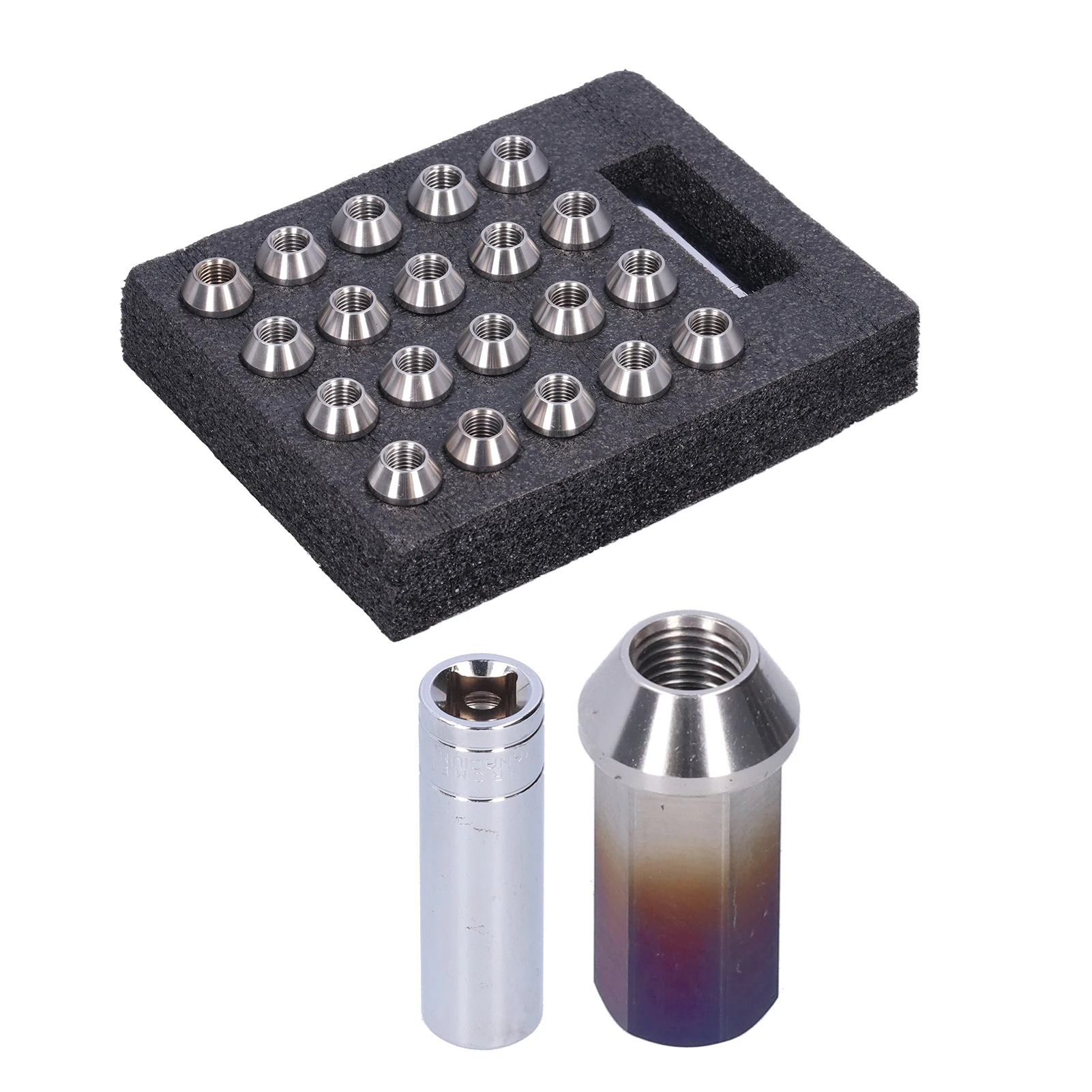 

20pcs Wheel Lug Nuts M12x1.5 Thread 1.8in Height T304 Stainless Steel for Car ModificationBluing