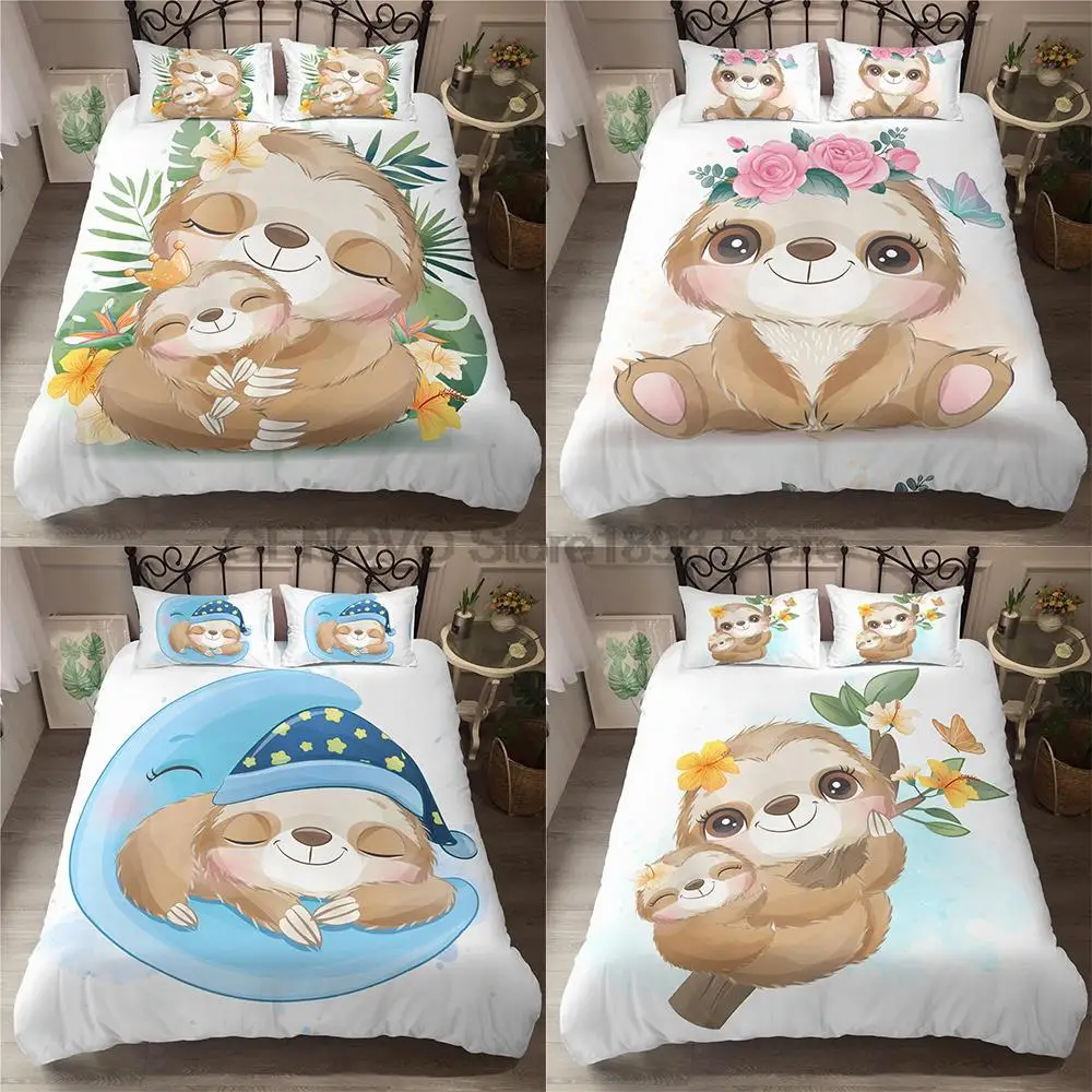 

Animal Print Bedding Set King Queen Single Size Bedding Cartoon Sloth Children Adult Comforter Duvet Quilt Cover