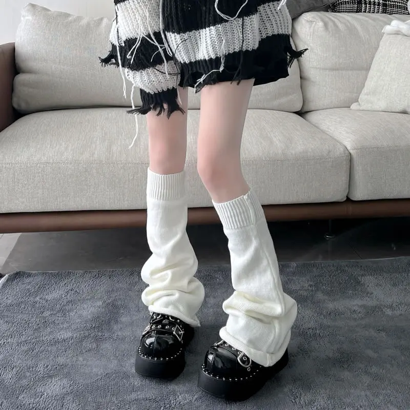 

Модные милые вязаные гетры Jk под икру, длинные расклешенные белые гетры в стиле Харадзюку, Лолита для девочек, студенческие японские гетры С...