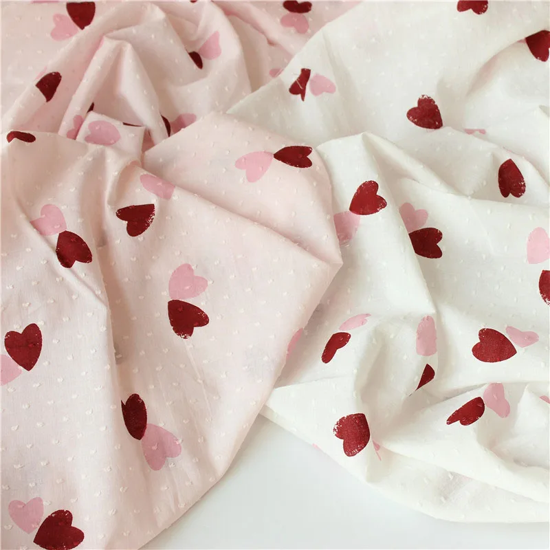 

Fashion Style 140x50cm Heart-shape Printed Cotton Jacquard Cut Sewing Fabric Making Classic Children's Clothing Shirt Tablecloth