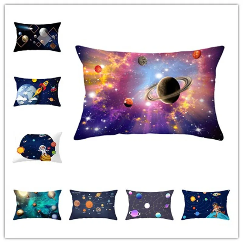 

Наволочка на талию с изображением звездной планеты, ручная роспись, детская комната, персиковая кожа, диван, эргономичная наволочка, 30x50 см, ...