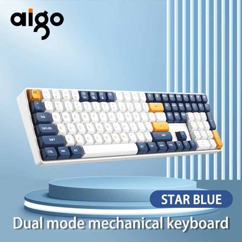 

Aigo a108 gaming teclado mecânico 2.4g sem fio usb tipo-c com fio interruptor azul 110 chave quente troca recarregável gamer tec