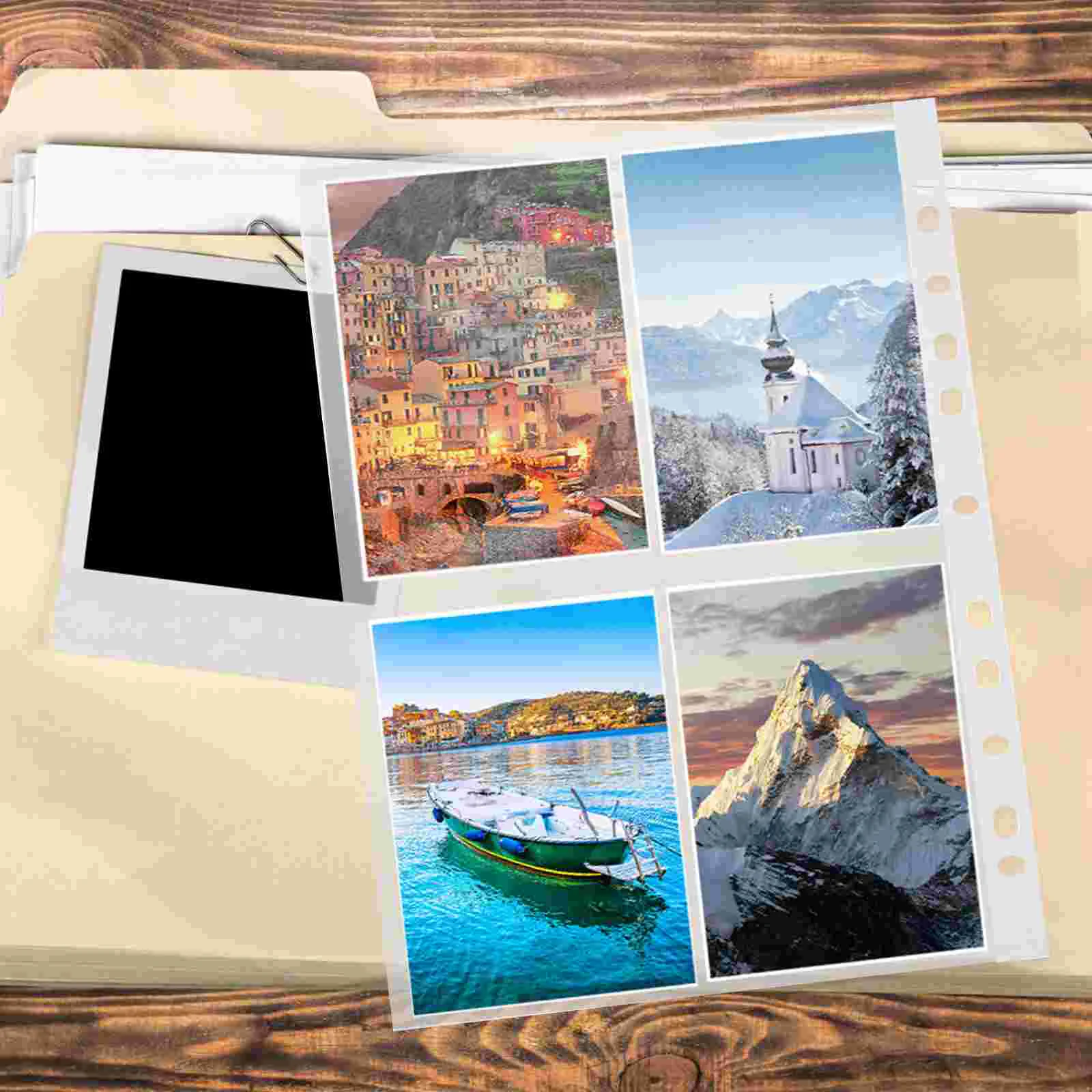 

200 Pcs Punch Pockets A4 Clear Strong Punched Binder Clips Folder Poly Pp File Office Work Protectors Student Document Bag