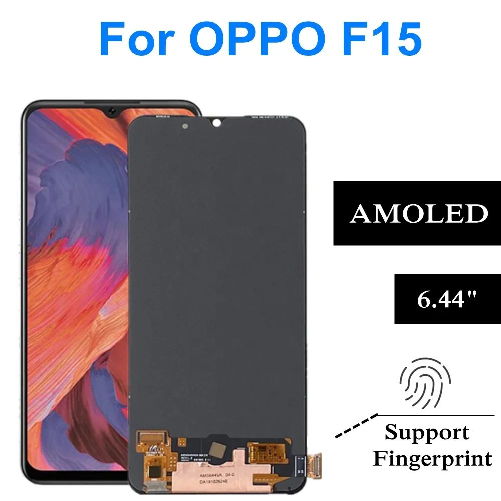 6 44-дюймовый AMOLED для OPPO F15 CPH2001 ЖК-дисплей дигитайзер сенсорного экрана в сборе