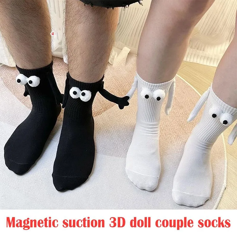 Magnetic Hands Socks 3D Doll Plastics Eyes Sock Middle Tube Cotton Breathable Cute Socks For Women Man Personalized Socks