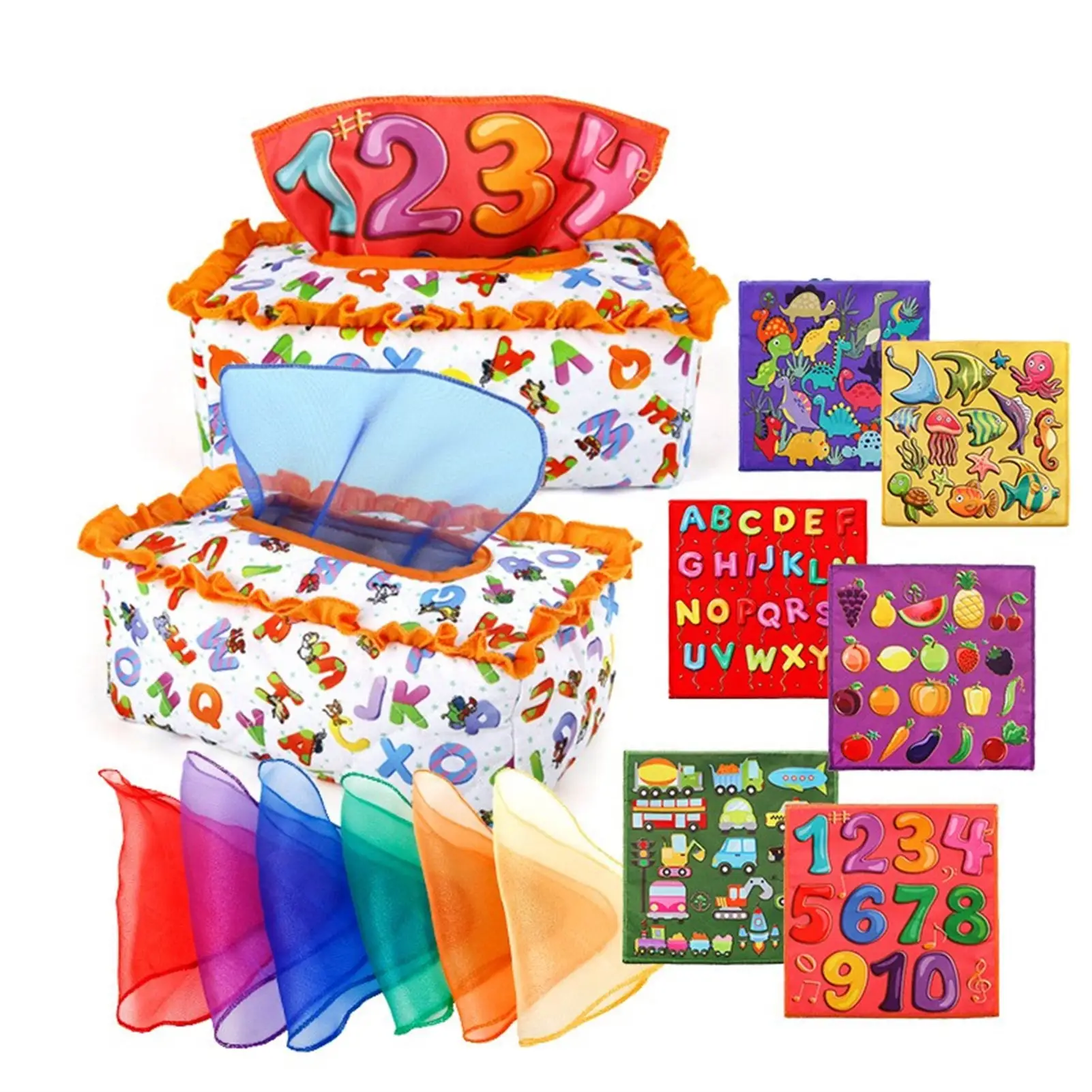 

Sensory Tissue Box For Toddlers Sensory Tissue Box STEM Educational Preschool Infants Learning Gift Colorful Scarves Magic Plush