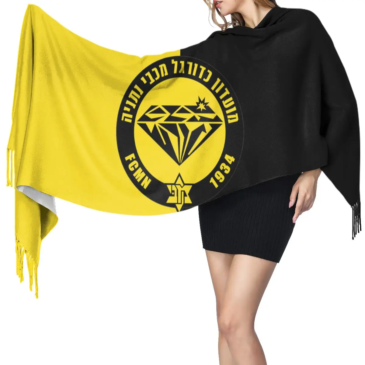

Maccabi Netanya FC Cashmere scarf with Fringed Edges Winter Auturm super Soft Imitation Cashmere Scarf For Men Woman Teens Girls