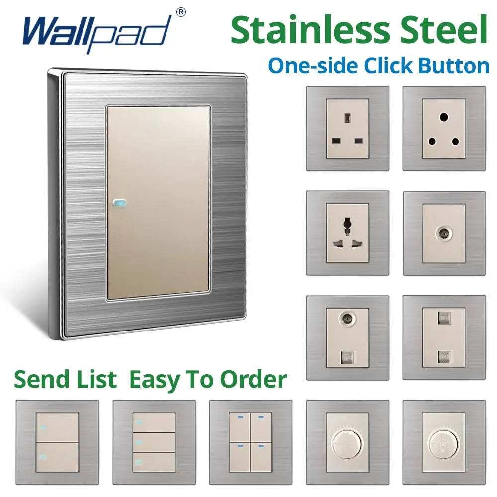 1 2 3 4-бандовый 2-сторонний настенный выключатель из нержавеющей стали с кнопкой