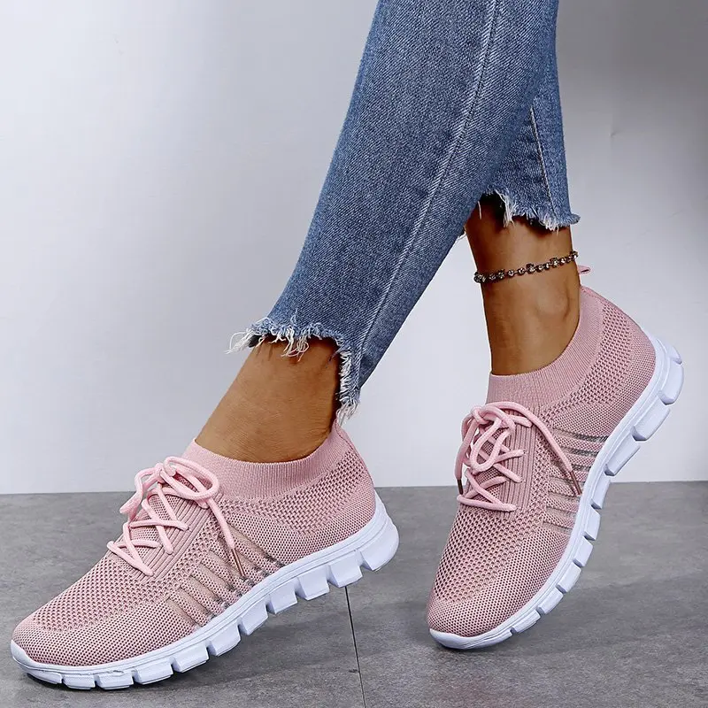 

2022 foreign trade large size flying woven spring and summer breathable sneakers shallow mouth lace thick bottom casual shoes ru