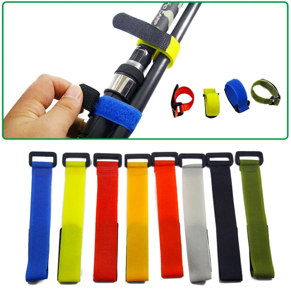 

10pcs Fishing Rod Tie Holders Straps Belts Suspenders Fastener Hook Loop Cable Cord Ties Belt Fishing Tackle Accessories