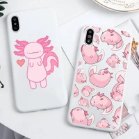 axolotl cute cartoon animal phone case candy color for iphone 6 7 8 11 12 13 s mini pro x xs xr max plus