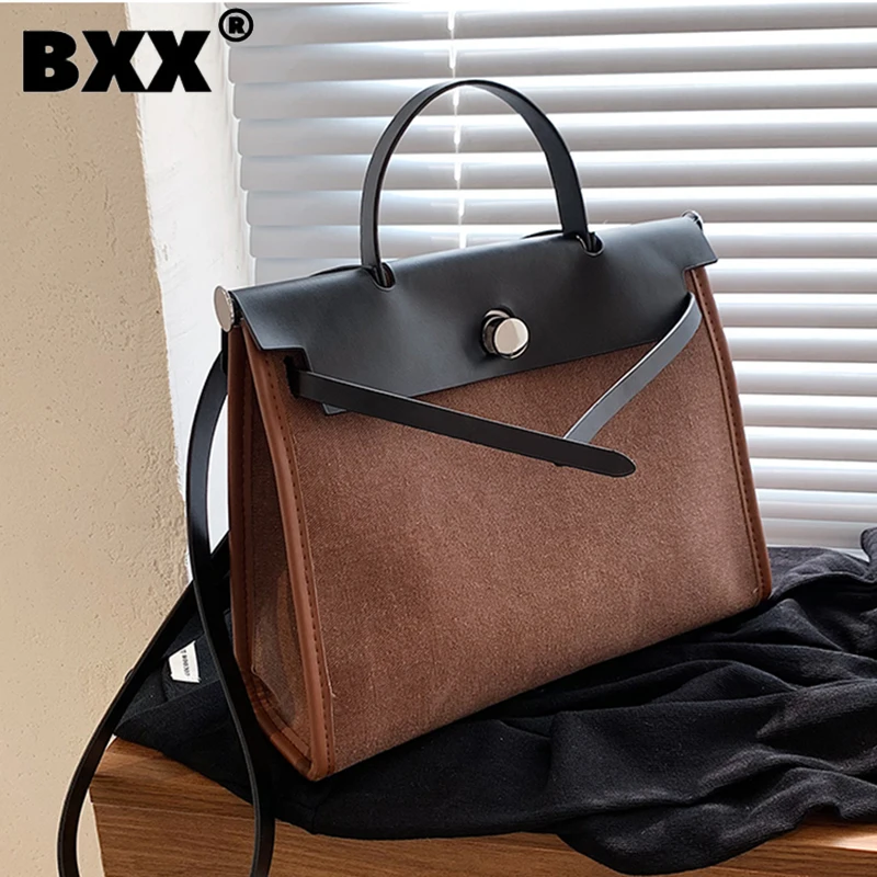 

[BXX] сумка через плечо, холщовая Большая вместительная сумка для женщин, высокое качество, Лоскутная Новинка, переносная, 2022, винтажная Универсальная женская сумка 8Q028