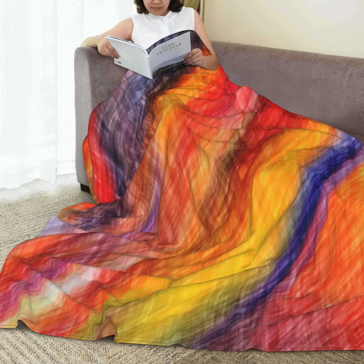 

Одеяло Фланелевое с абстрактным изображением заката, качественное теплое мягкое покрывало с градиентом Омбре, кушетка для пикника на зиму, кресло, покрывало