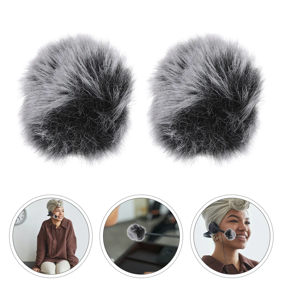 

2Pcs Creative Microphone Cover Clip-on Microphone Sleeve Plush Mic Protector
