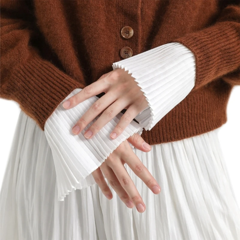 

Decorative Wrist Cuffs for Woman Pleated Cuffs Solid Color Decorate Shirt Sleeve Cuffs Summer Wrist Sunproof Accessories