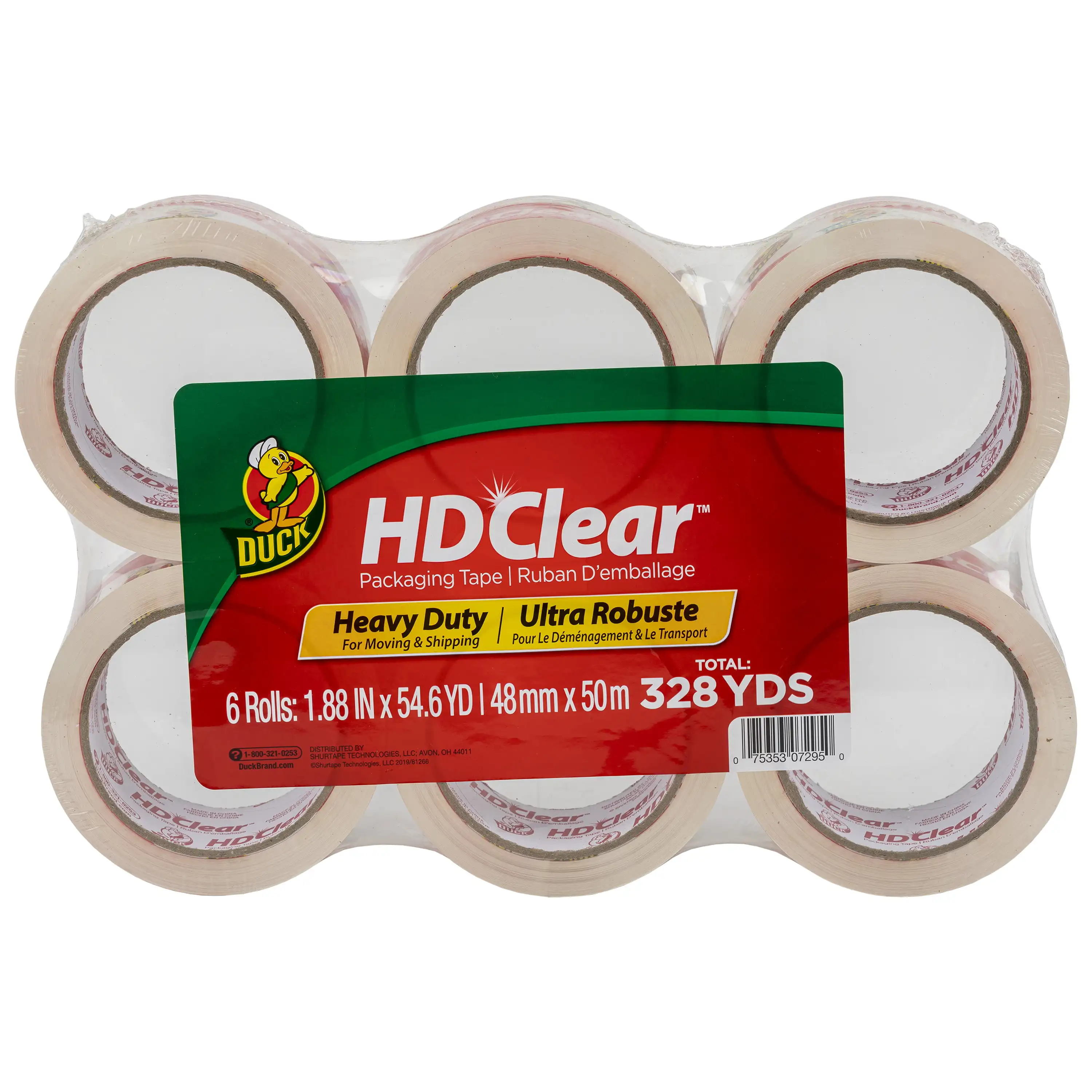 

Duck HD Clear Acrylic Packing Tape, 1.88 in. x 55 yd., 6 Pack