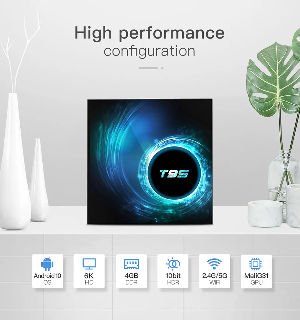 ТВ-приставка 4K T95 Android 10 смарт-медиаплеер для потоковой передачи IP TV 2 4 ГГц Wi-Fi BT5.0