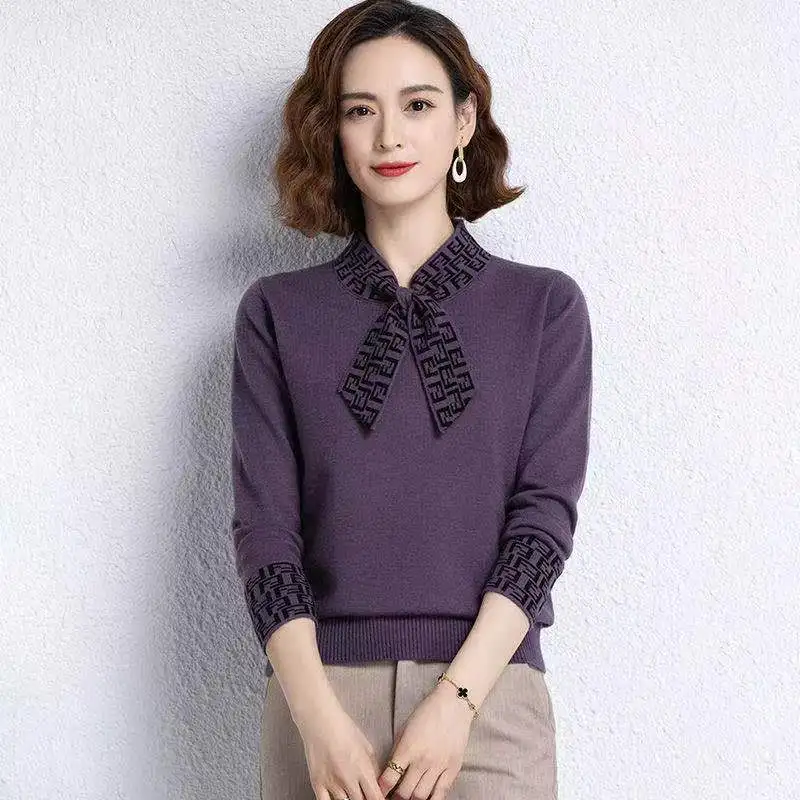 Женский вязаный свитер с рисунком свободный облегающий осенне-весенний Базовая