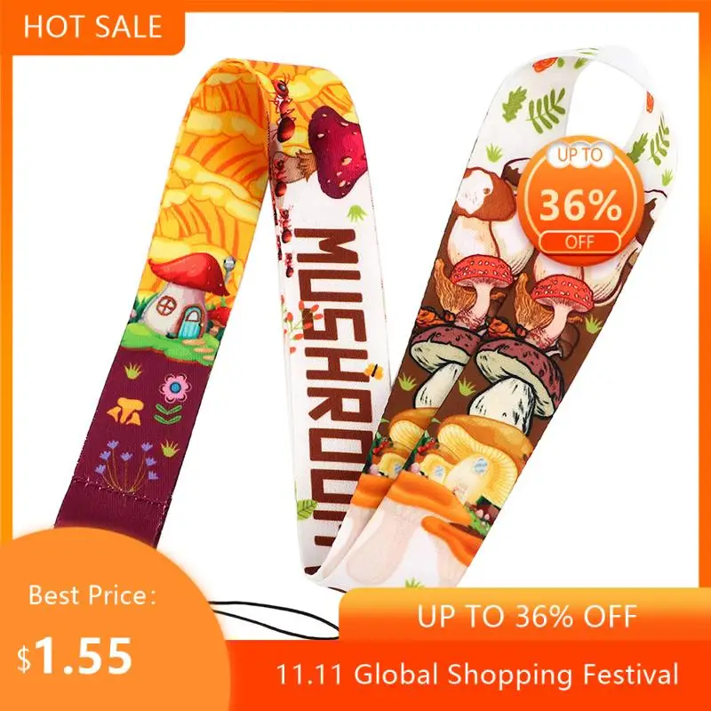 

Милый мультяшный шнурок в виде гриба для ключей, крутой шейный ремешок для телефона, шнурок для камеры, значок со свистком, милая лента для д...