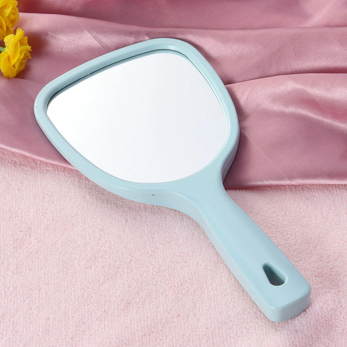 

Профессиональное салонное зеркало для макияжа, ручное двухстороннее зеркало для туалетного столика, зеркало для леди (синий)