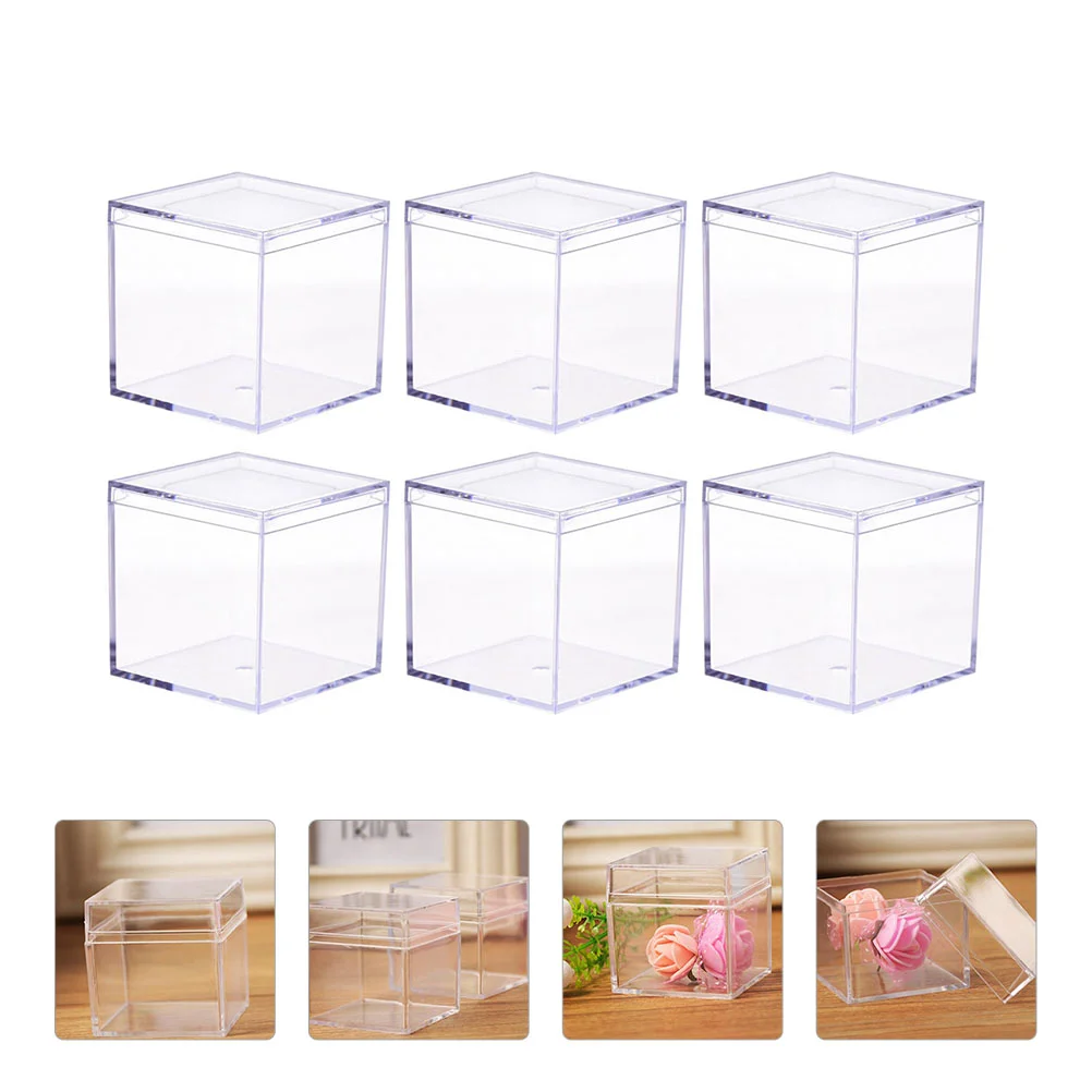 

Boxes Candy Box Clear Square Plastic Container Gift Favor Lid Cube Storage Lids Party Organizer Mini Containers Wedding Packing