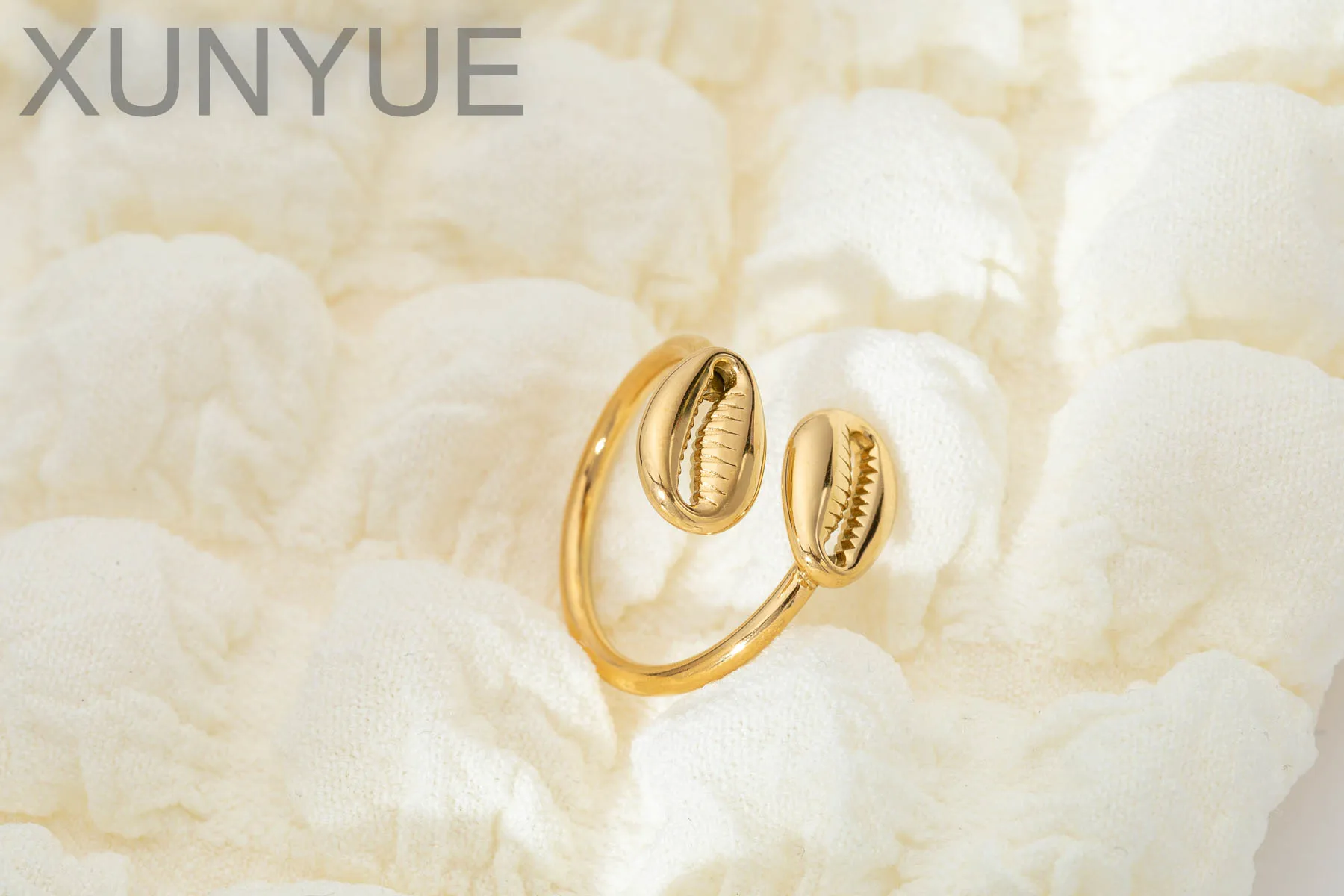 Кольцо Xunyue из нержавеющей стали в форме ракушки бесцветное ювелирное изделие без