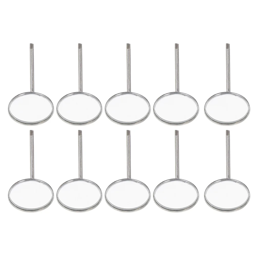 

10 Pcs Lash Tool Dental Mirror Handle Round Flat Light Mouth Dentist Check Glass Teeth