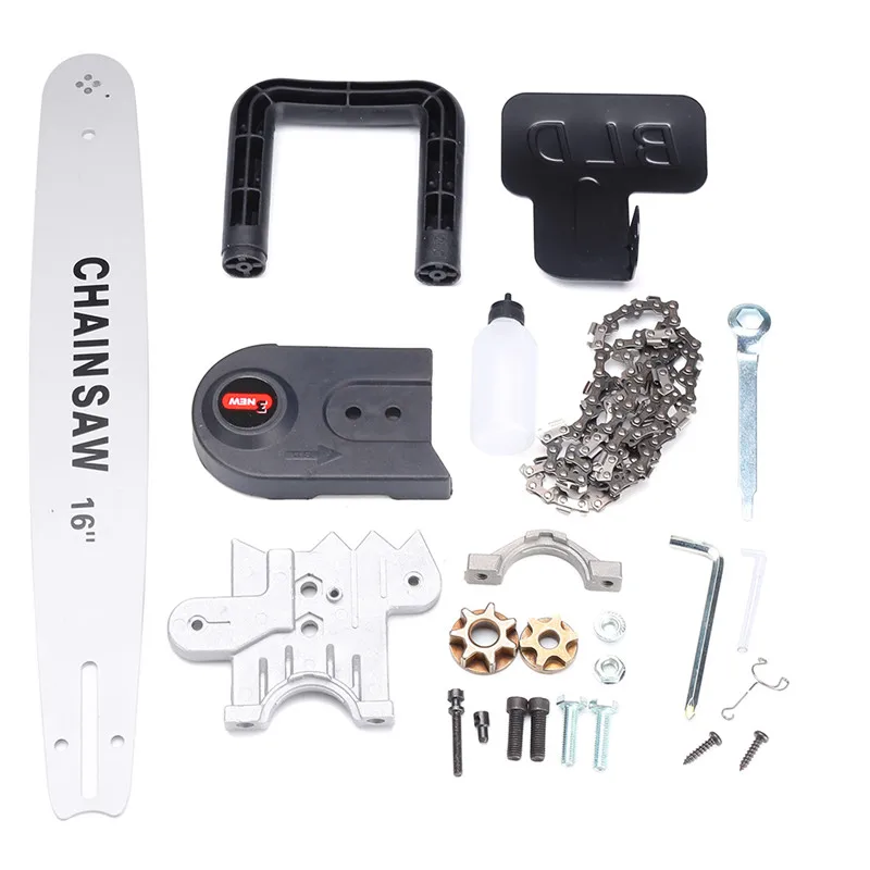 

16 Inch Electric Chain Saw Adapter Converter Bracket DIY Set For 100/125/150 Electric Angle Grinder M10 + M14 Chain Saw Part