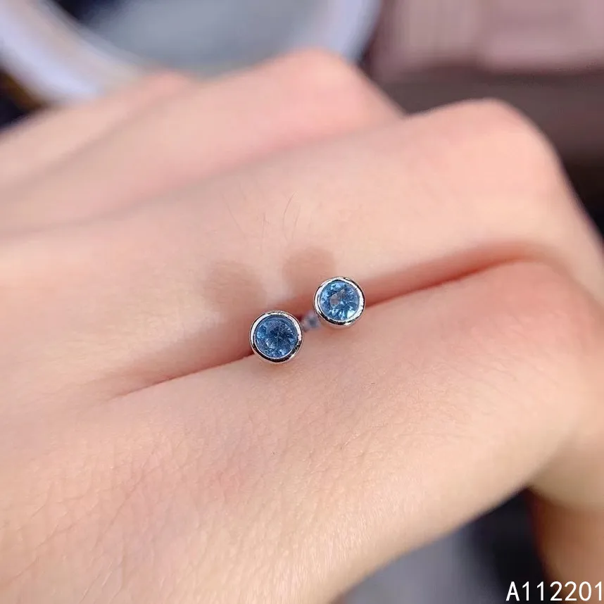 

Fine Jewelry 925 Sterling Silver Inset With Natural Gems Women's Popular Classic Simple Sapphire Earrings Ear Stud Supports Dete