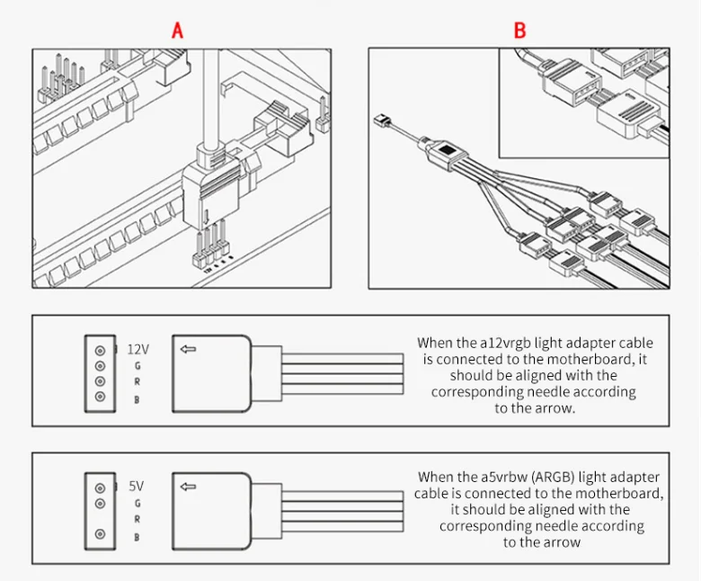 Разветвитель для материнской платы с RGB-синхронизацией 12 В 4 контакта RGB / 5 3