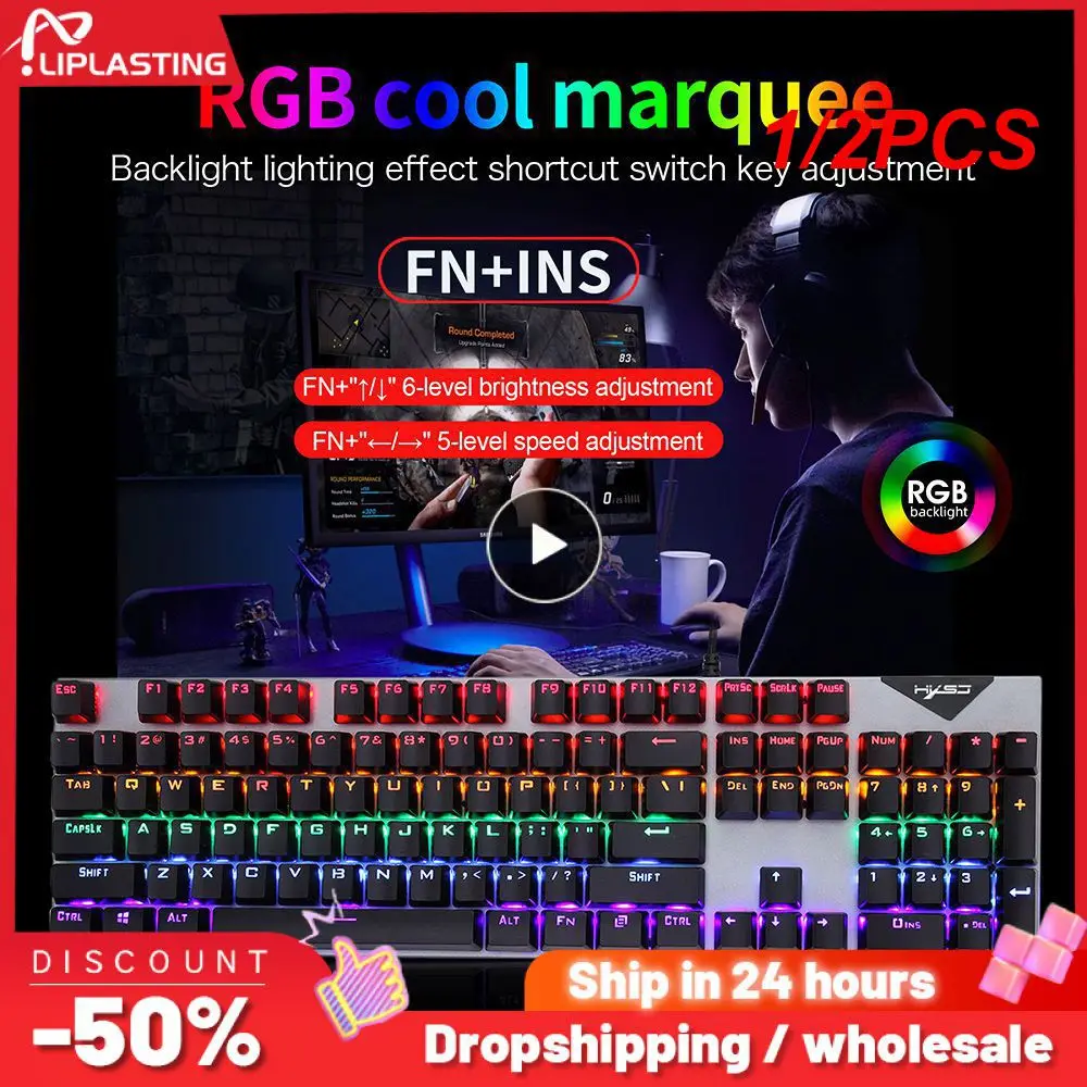 

1/2PCS Gamer Mechanical Keyboard Blue Witch 104 Keys, Backlit LED Russia/USA/France/Spain is Suitable For Gamers Keyboard