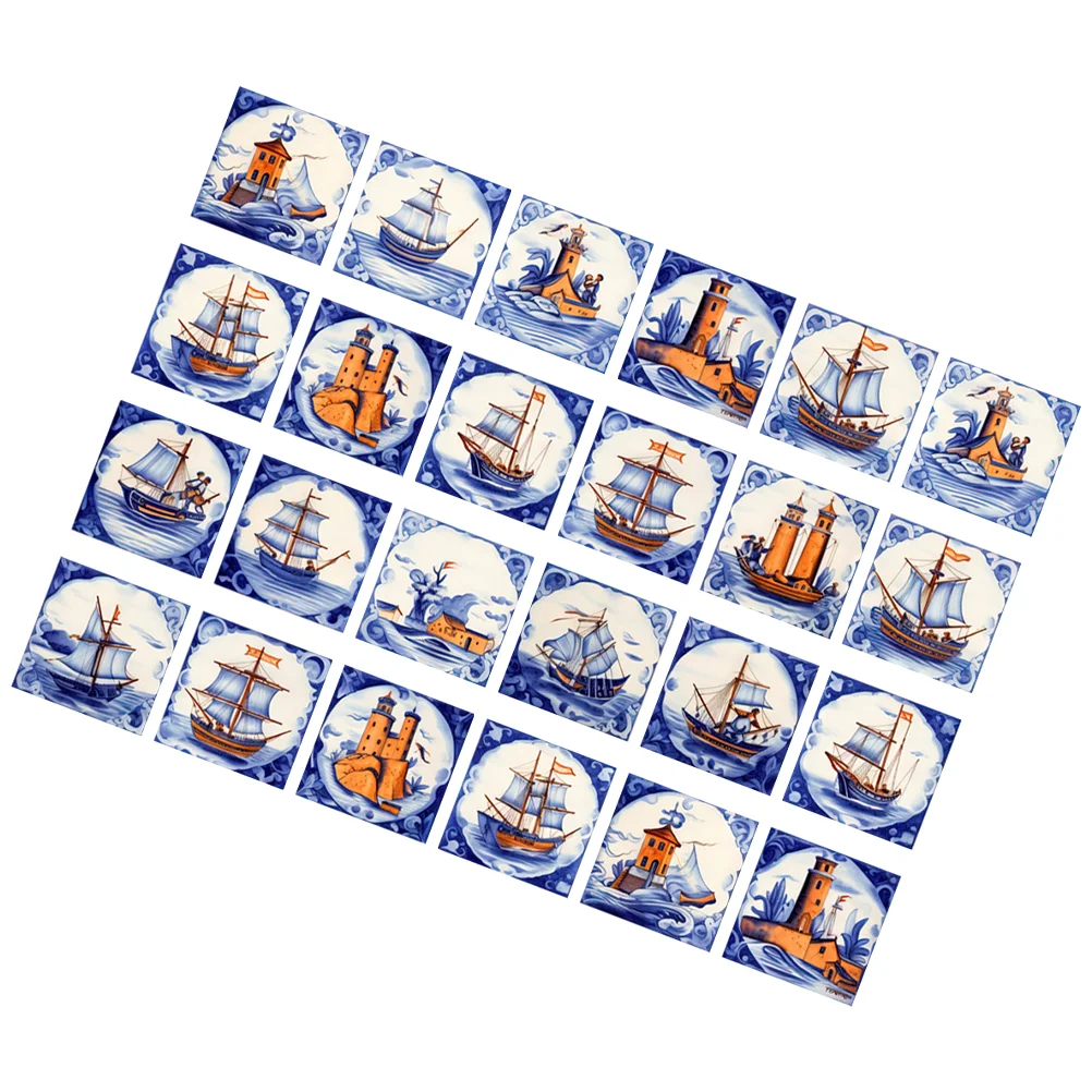 

24 Pcs Tiles Stickers Bedroom Decorative Removable Backsplash Kitchen Square