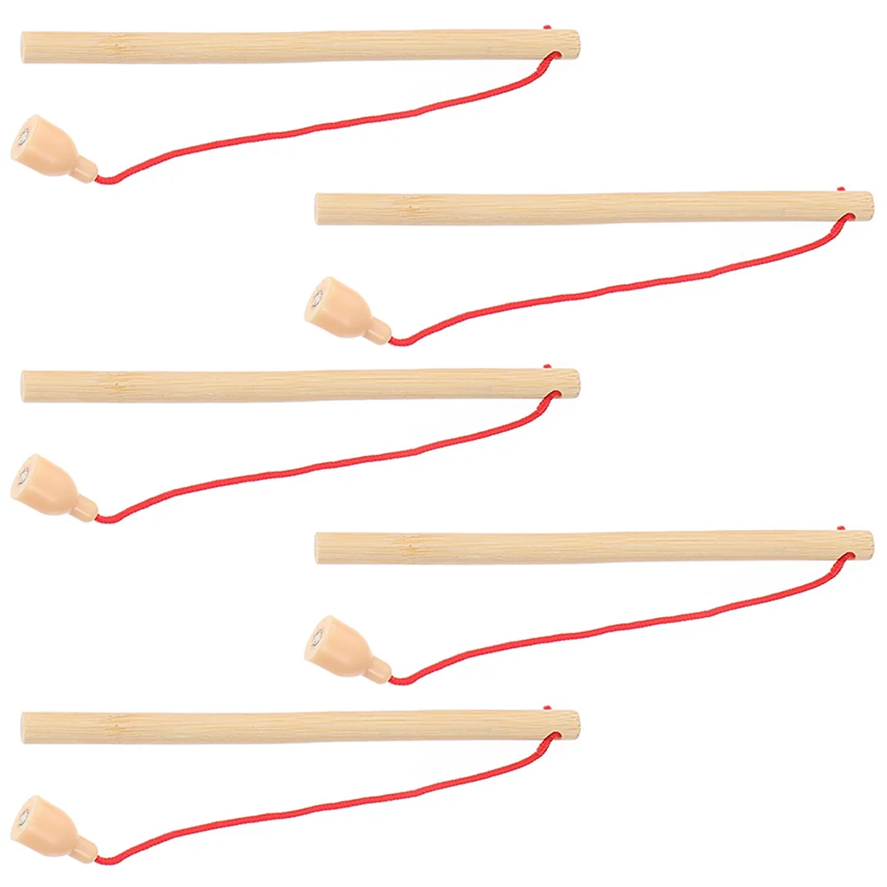 

5 Pcs Educational Toys Fishing Rod Children Games Wooden Kids Pole Kindergarten Magnetic Wands Ages 4-8 Toddler Poles