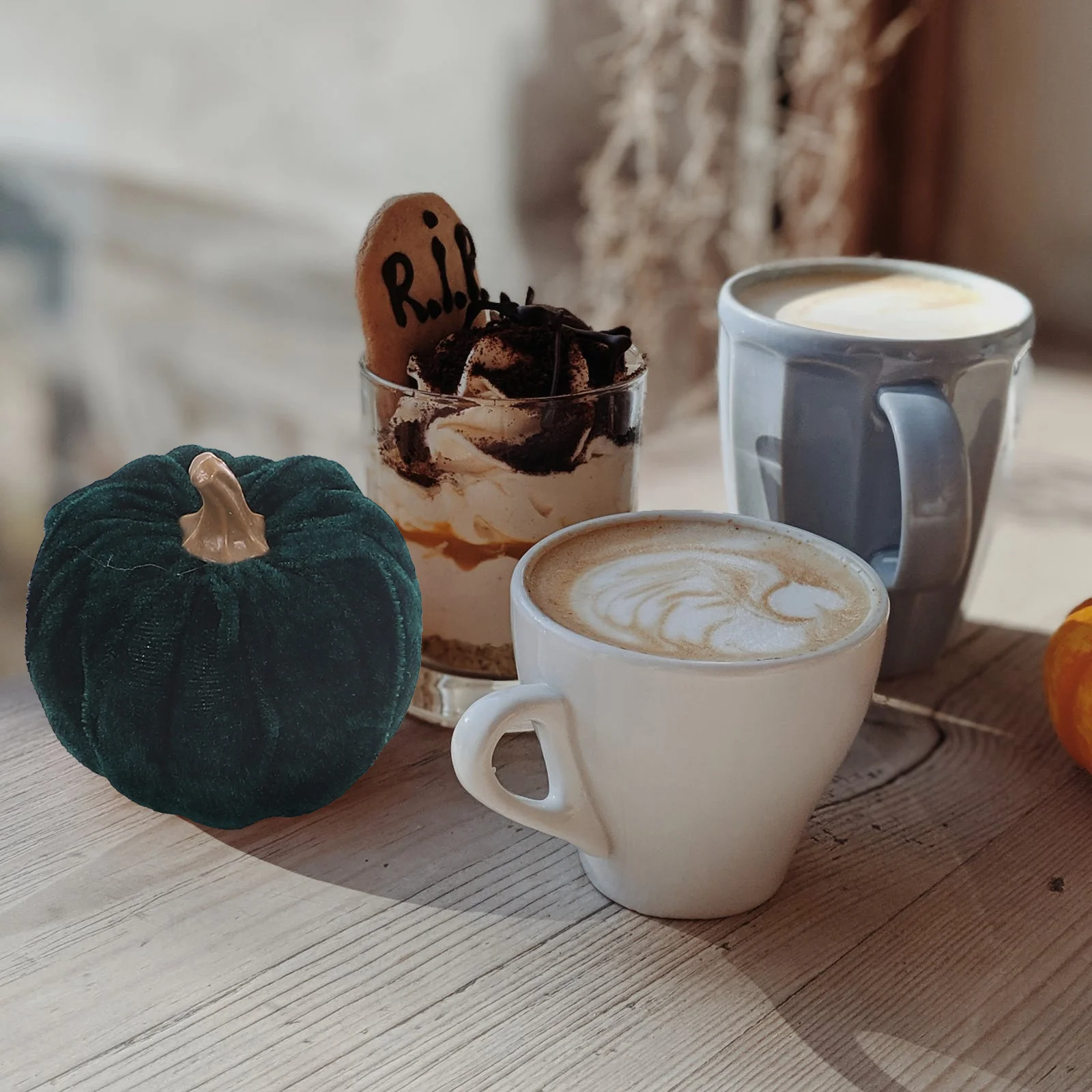 

Velvet Pumpkins for Decorating Flannel Foam Halloween Table Decorations Simulation Mini